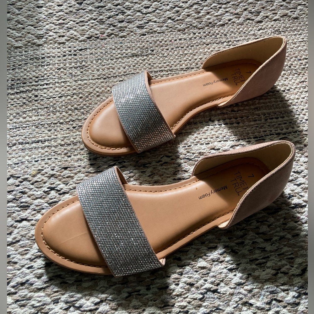 Time and Tru Memory Foam Sparkly Sandals